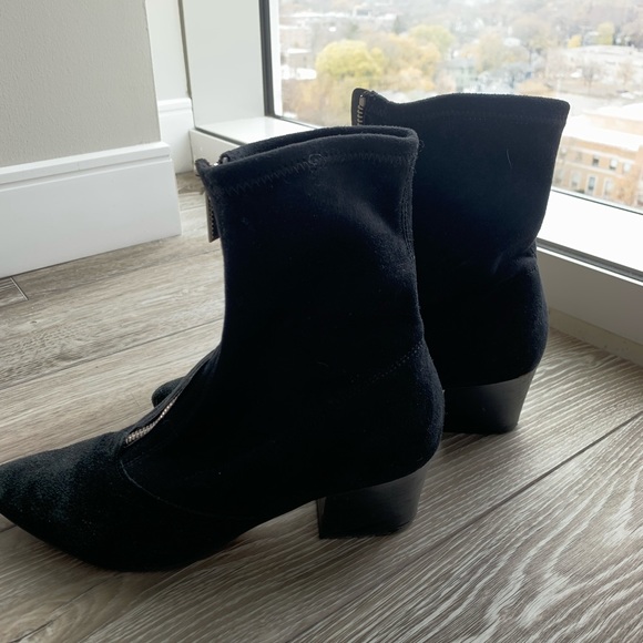 Black suede zipper detail booties - Picture 2 of 3